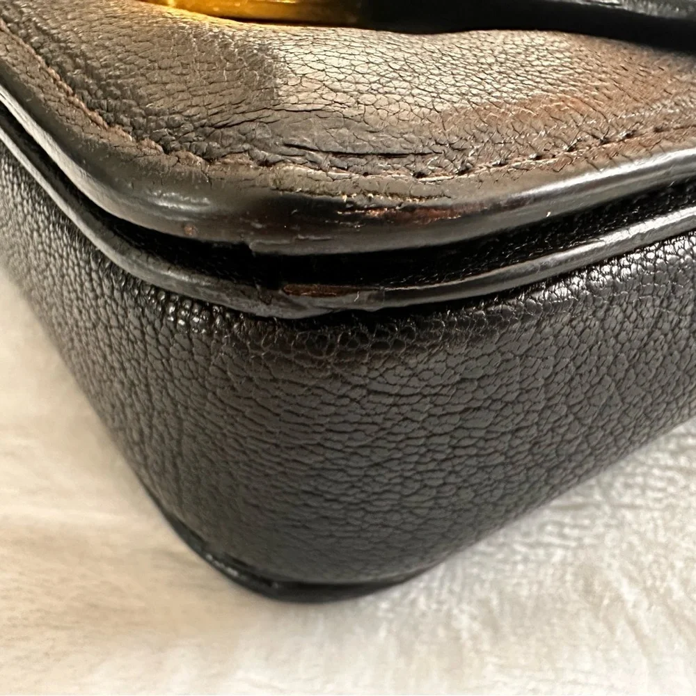 Miu Miu Black Leather Crossbody Bag with Gold Logo